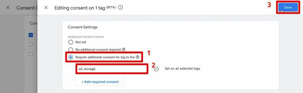 Requiring ad_storage as additional consent for the Meta Pixel tag