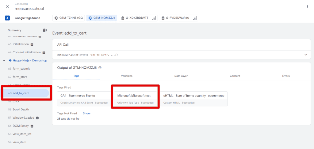 Add to cart test validated