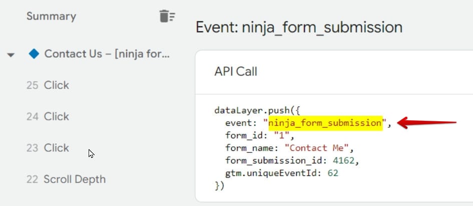 Copying Ninja form submission event