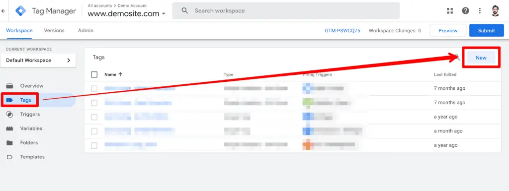 Creating a new tag in GTM