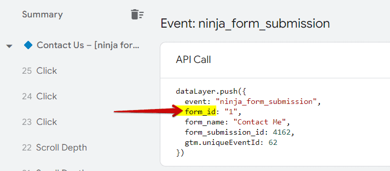 Form ID key in the Data Layer