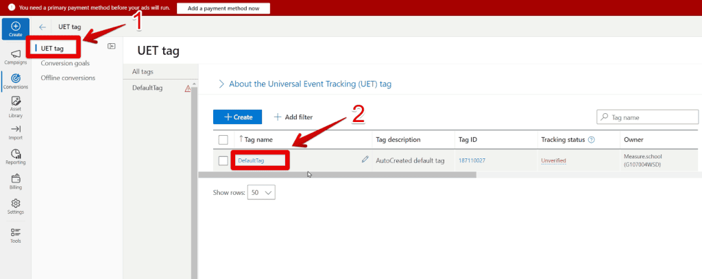 Starting to edit the default tag