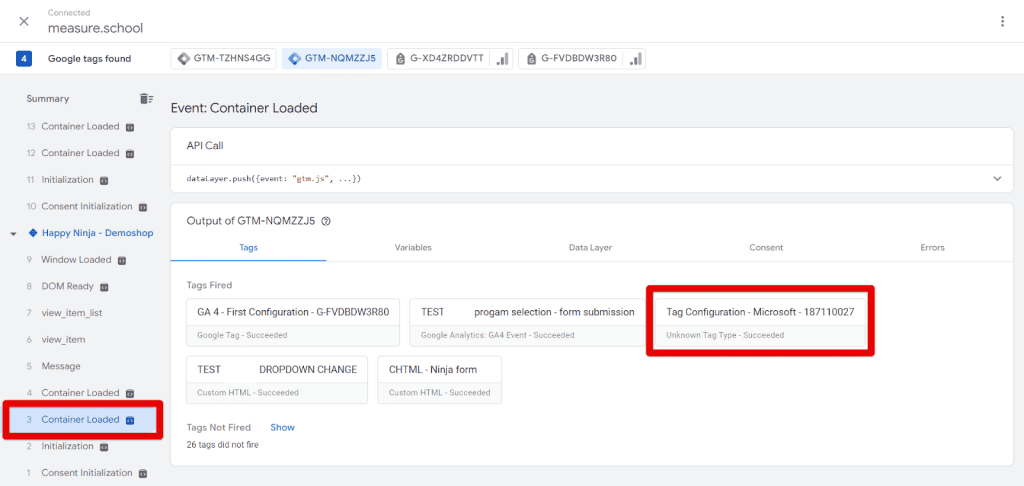 UET tag on all pages validated