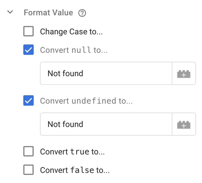 Format value in the regex table 