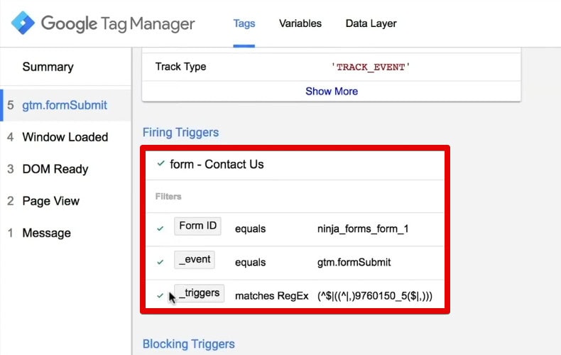 Contas Us form trigger filter rules
