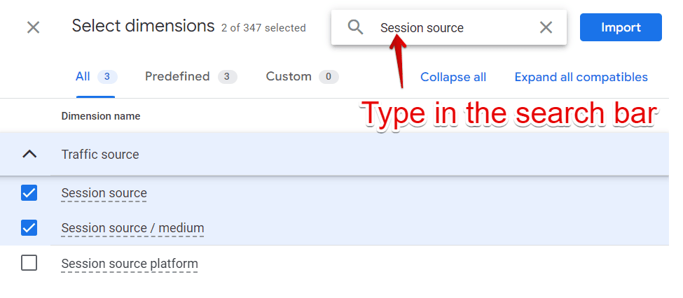 Importing source and medium dimensions in Explorations