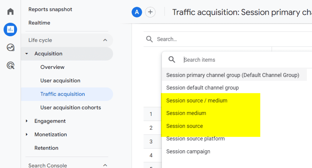 Session-scoped source and medium