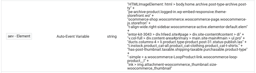 Auto-event element variable with the whole element returned