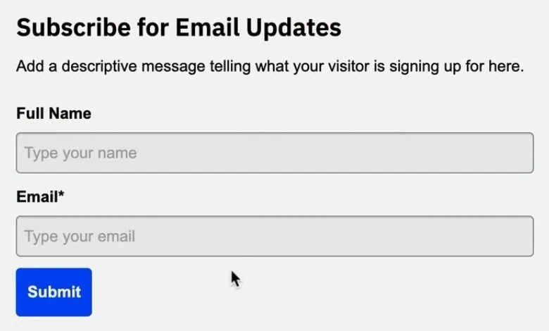 Cleaned up signup form with hidden form fields