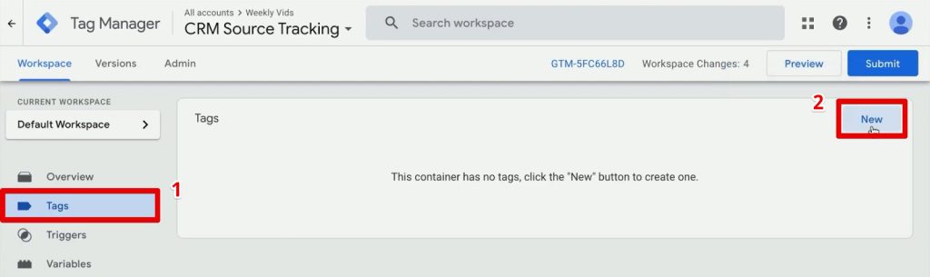 Creating a new tag in Google Tag Manager
