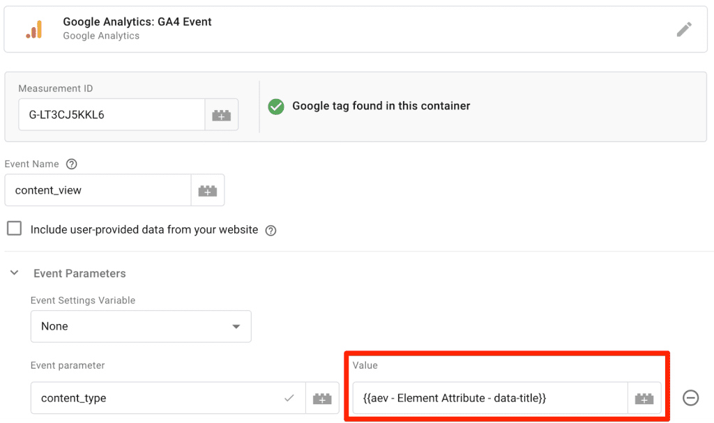 GA4 tag using auto-event element attribute variable