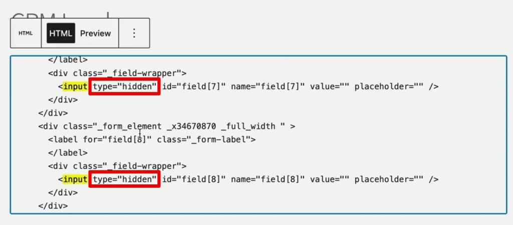 Hiding the UTM parameter form fields