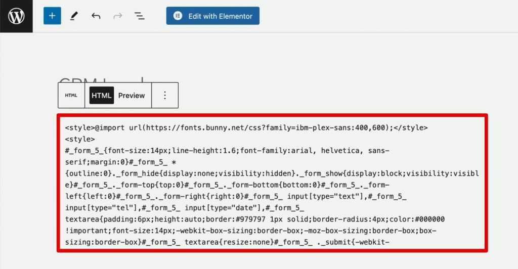 Pasting the embed code to the website