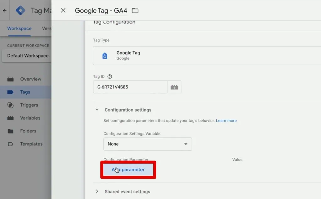 Adding a new configuration parameter to the Google tag