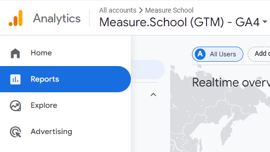 Clicking the Reports menu in the navigation