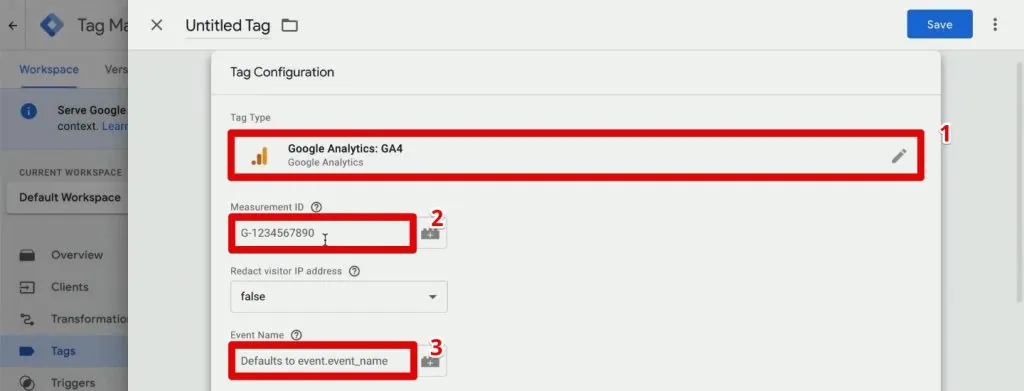 Google Analytics 4 tag configuration in the GTM server container