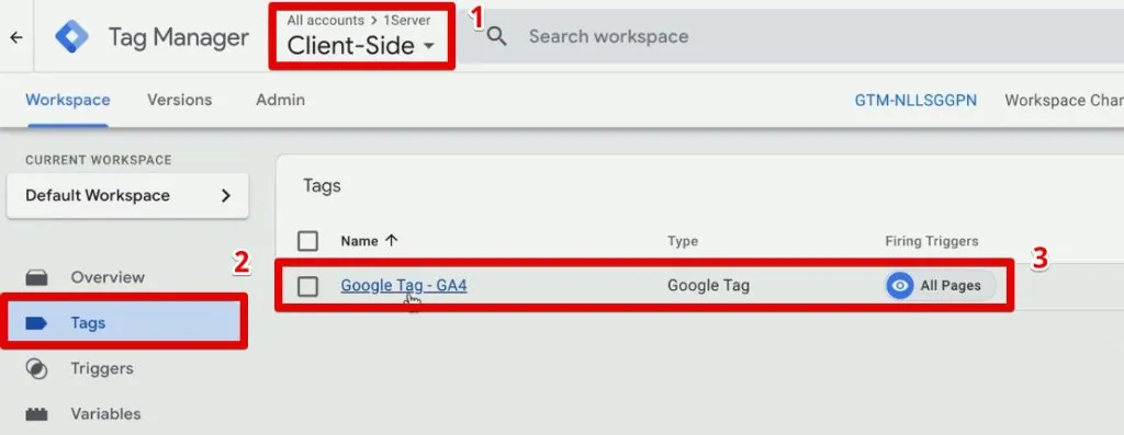 Google tag in the client-side implementation