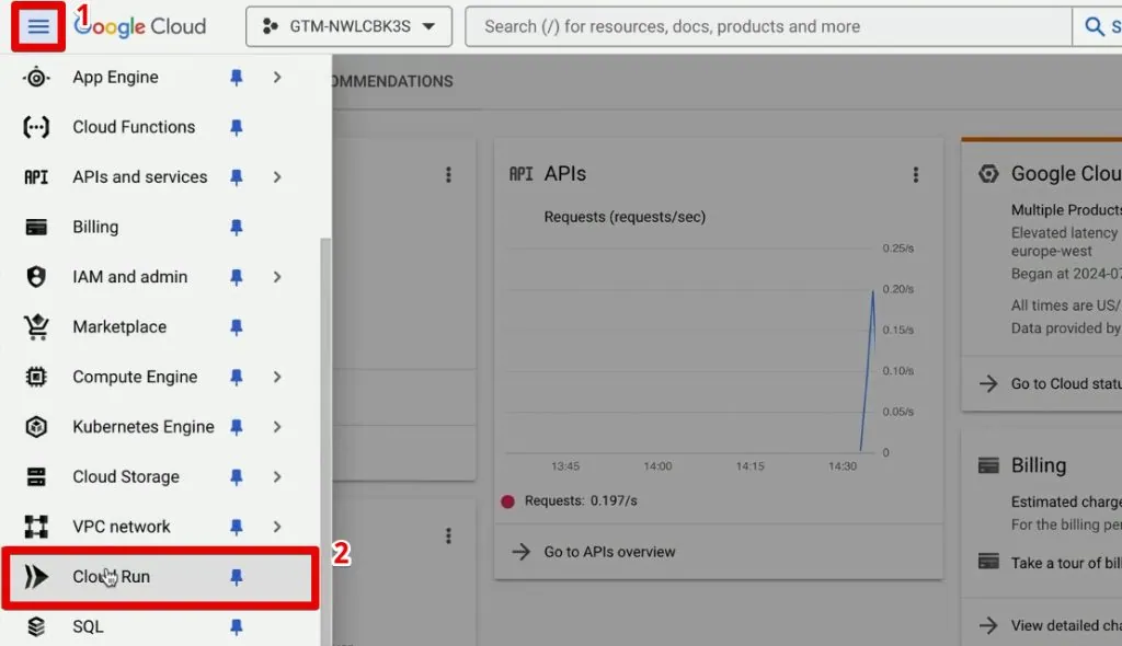 Opening the Google Cloud Platform cloud run instances