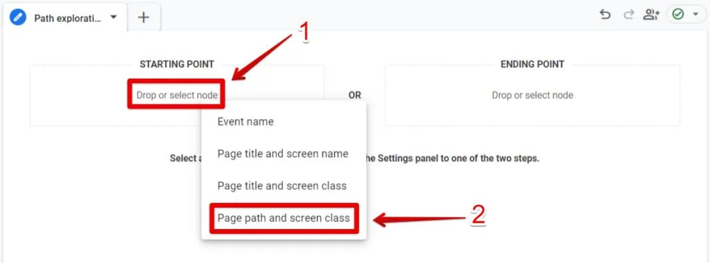 Selecting a starting point