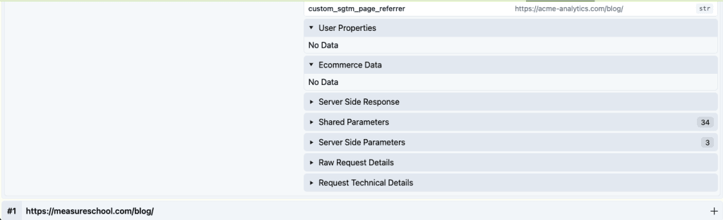 Analytics debugger scrolled to the end