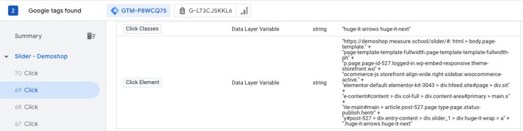 Click classes for the next  slider arrow