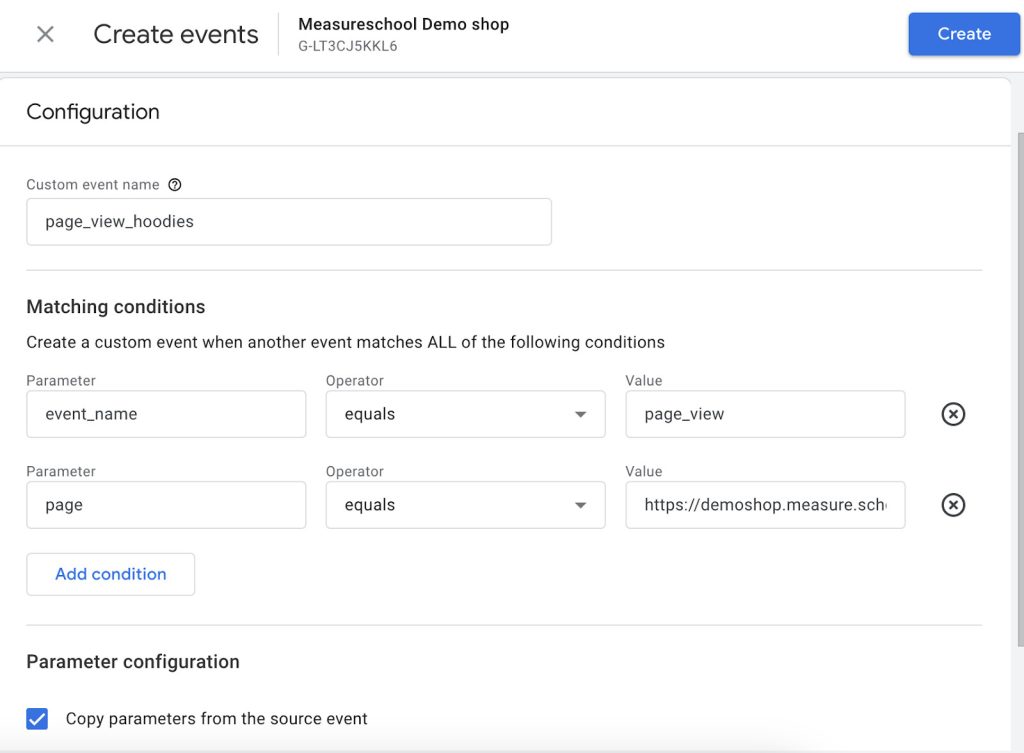 Create event conditions in GA4