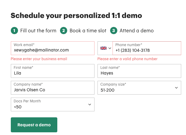 Fake filler extension filled form