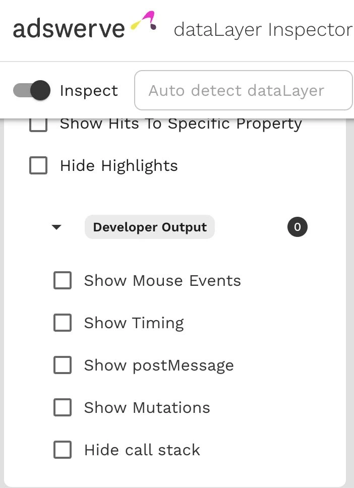 Inspector+ developer output options