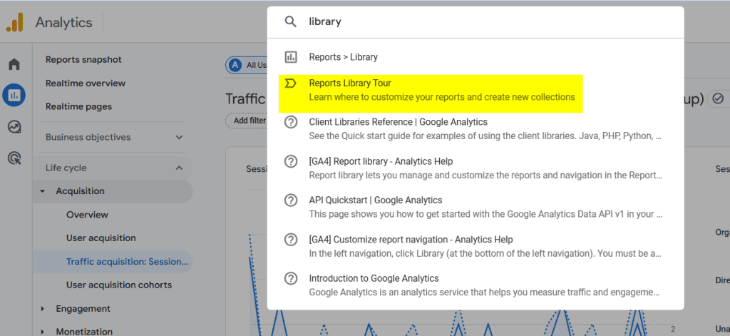 Accessing the Reports Library Tour