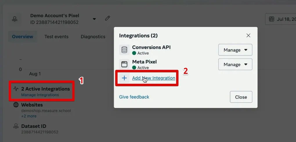 Adding a new integration in the events manager