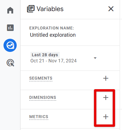 Adding dimensions and metrics in Explorations