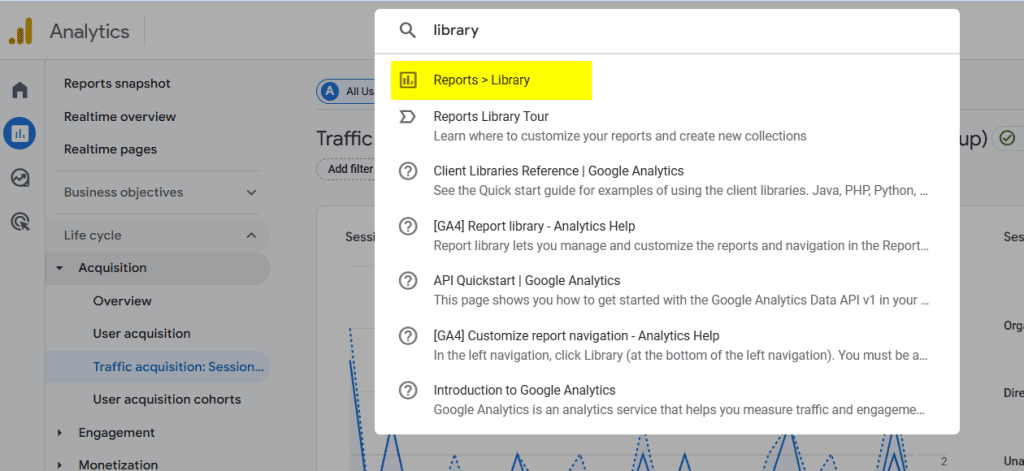 Alternative method to accessing the Library section