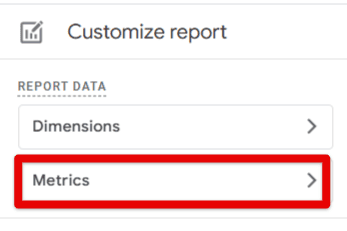 Clicking Metrics in Customize Report