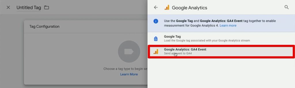 Creating a GA4 event tag