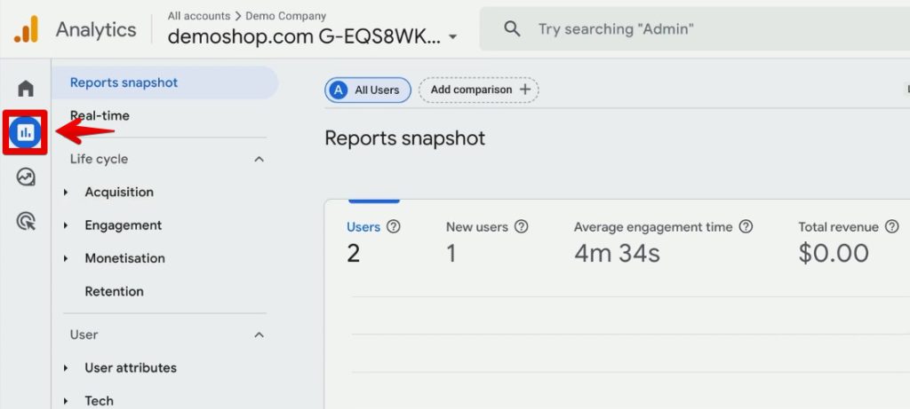 GA4 reports section