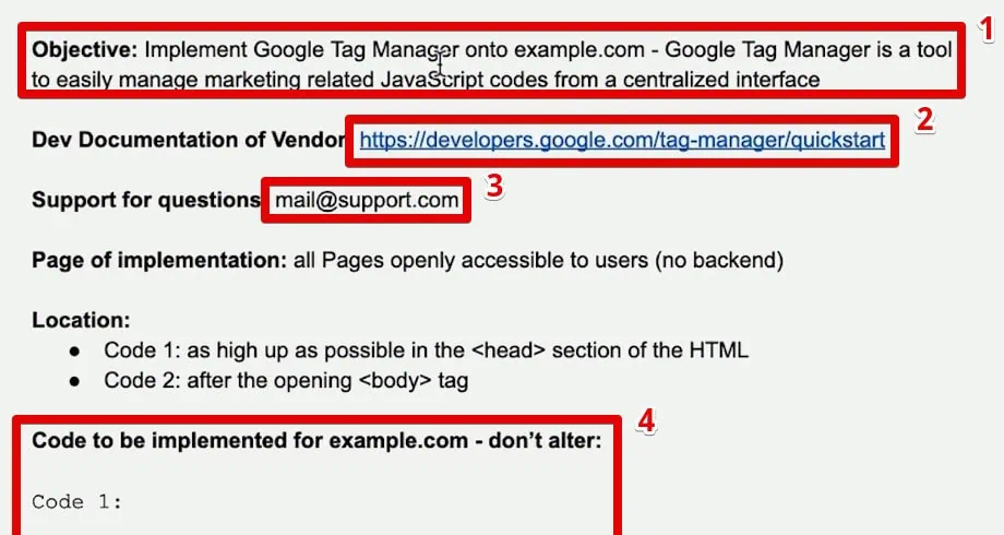 GTM implementation documentation details