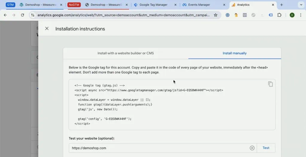 Google Analytics installation instructions