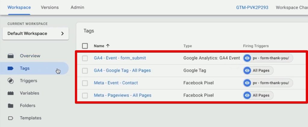 Google Tag Manager tags, types, and firing triggers