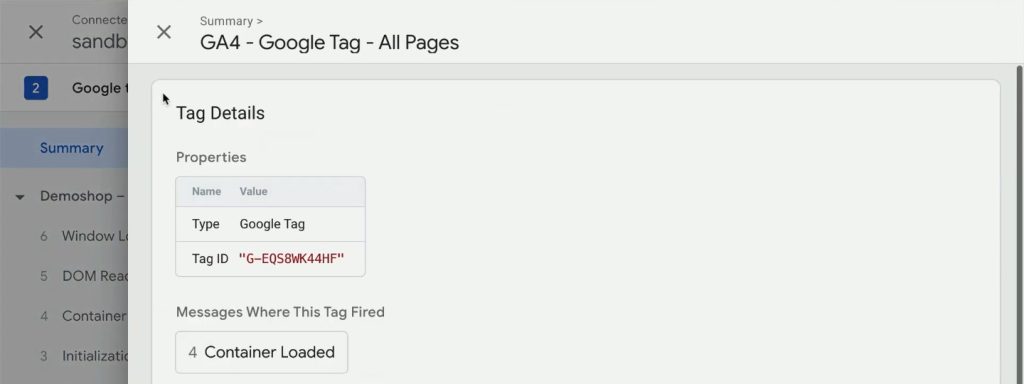 Google Tag tag details