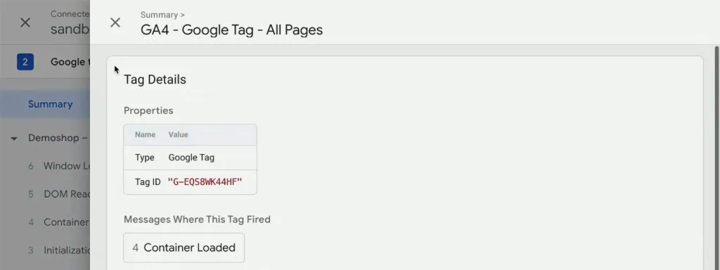 Google Tag tag details