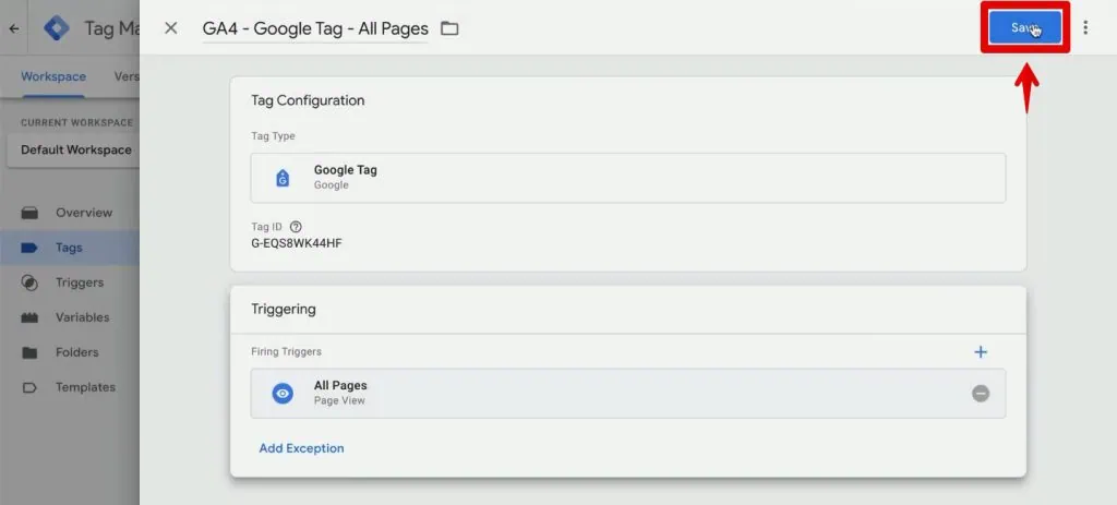 Saving the Google Tag