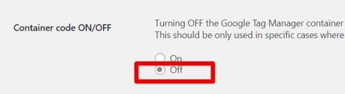 Turning the container code off