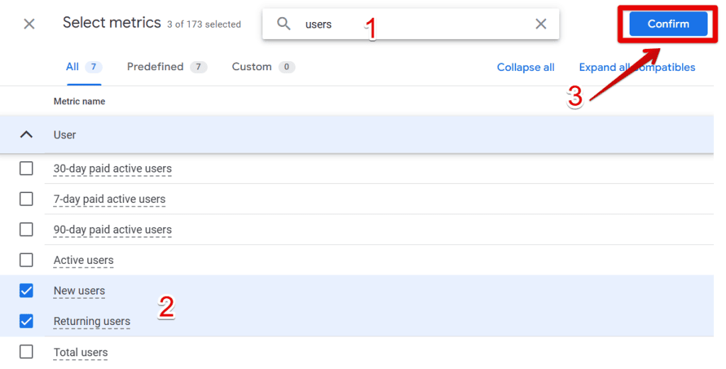 Importing dimensions and metrics in Explorations