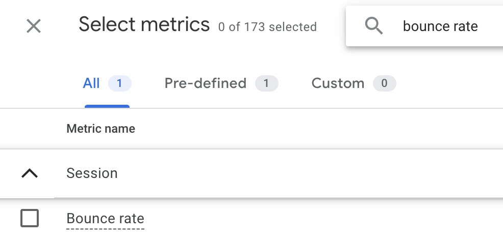 Bounce rate in explorations