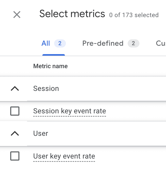Key event rate metric in Explorations