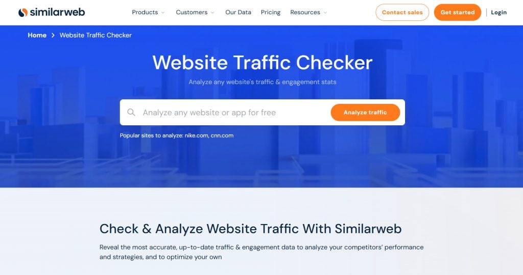 Similarweb free website traffic checker